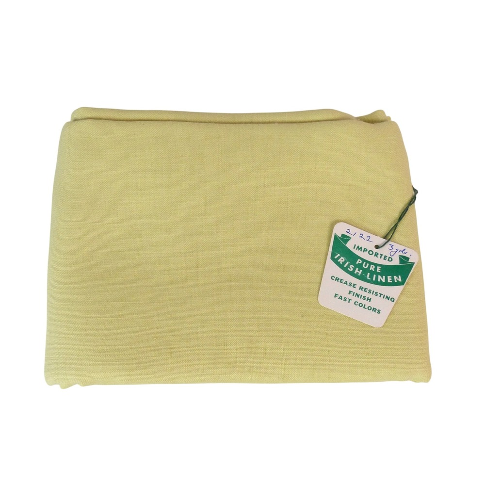 Pure Irish Linen Fabric Green Chartreuse Imported Crease Resisting 3Yds x36" Vtg
